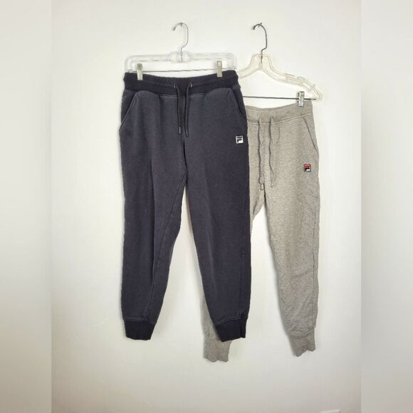 FILA Bundle of Two Sweatpants Gray Black Cozy Loungewear Sporty Athleisure Small - Picture 1 of 15
